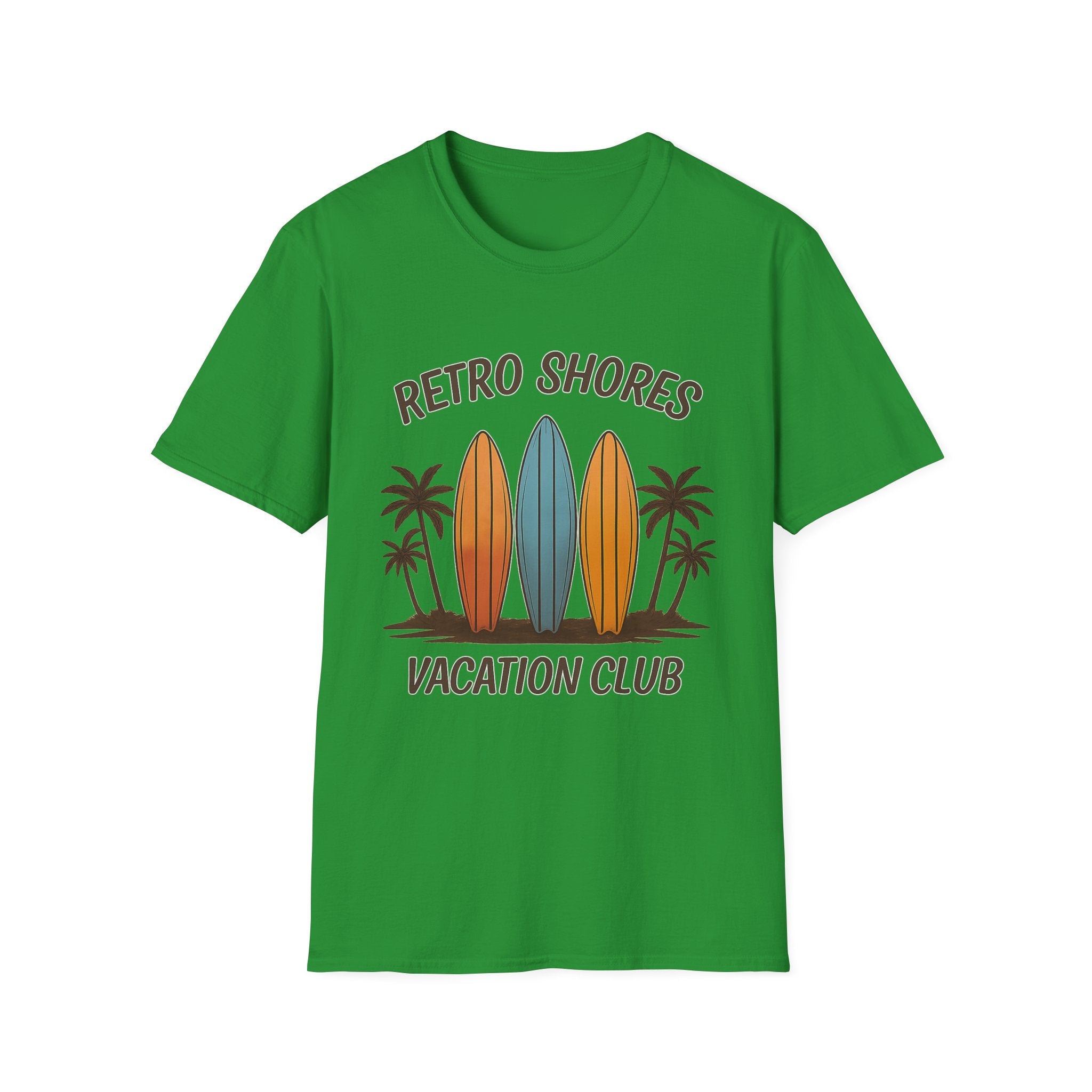 Retro Shores Vacation Club T-Shirt — Vintage Surfboard