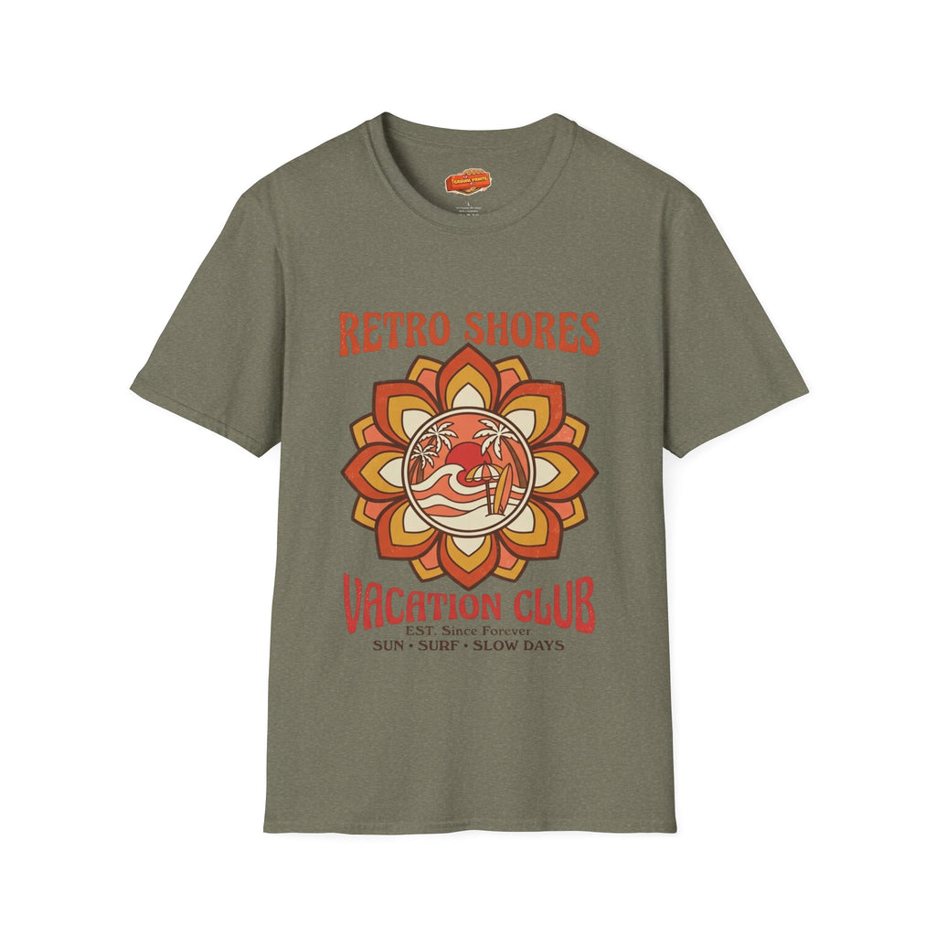Retro Shores Vacation Club T-Shirt—Vintage Flower