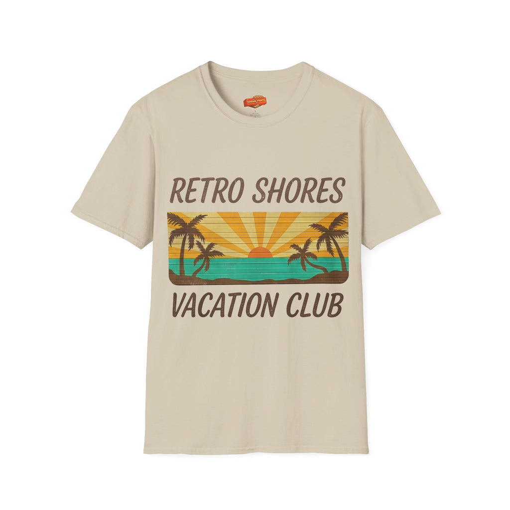 Retro Shores Vacation Club T-Shirt — Vintage Sunset Palms