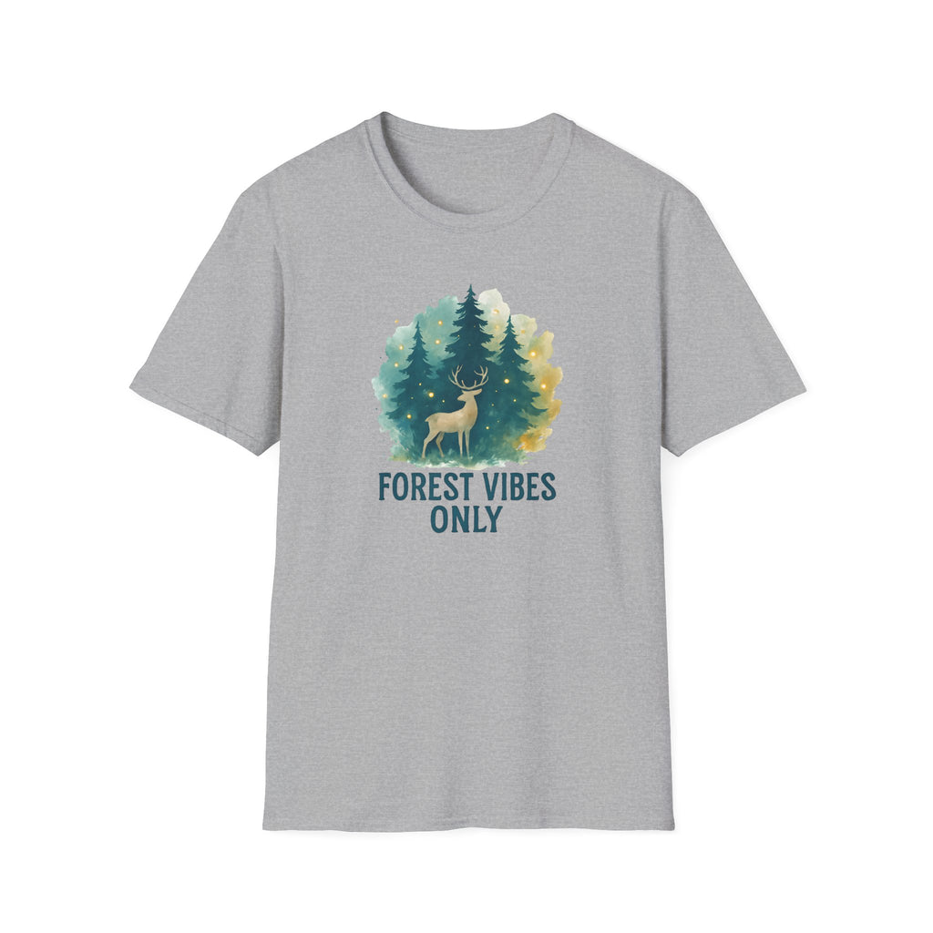 Forest Vibes Only T-Shirt — Watercolour Deer & Pine Trees