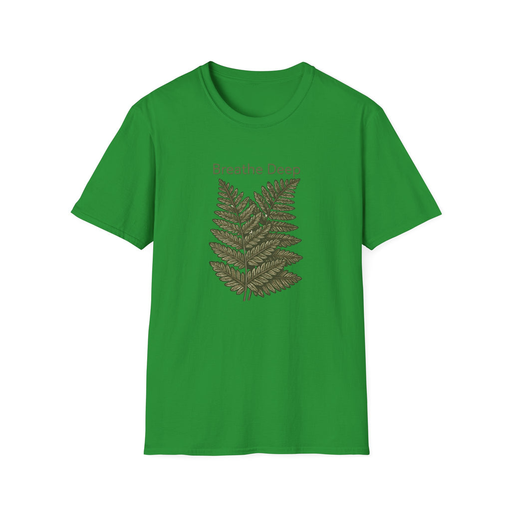 Breathe Deep Fern T-Shirt — Relaxing Botanical Graphic