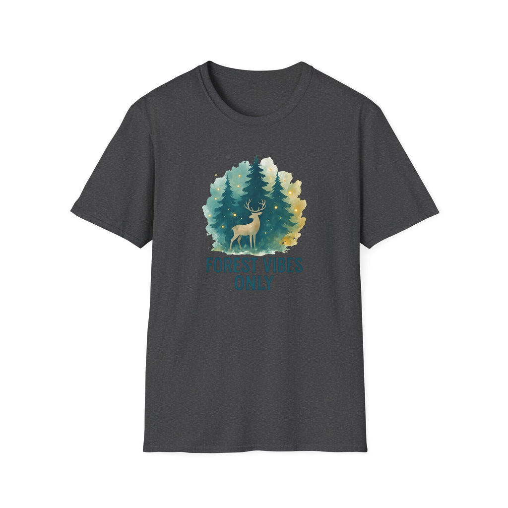 Forest Vibes Only T-Shirt — Watercolour Deer & Pine Trees