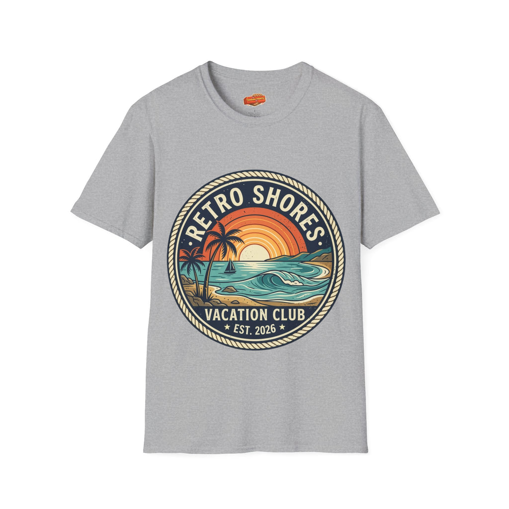 Retro Shores Vacation Club T-Shirt — Vintage Wave Badge