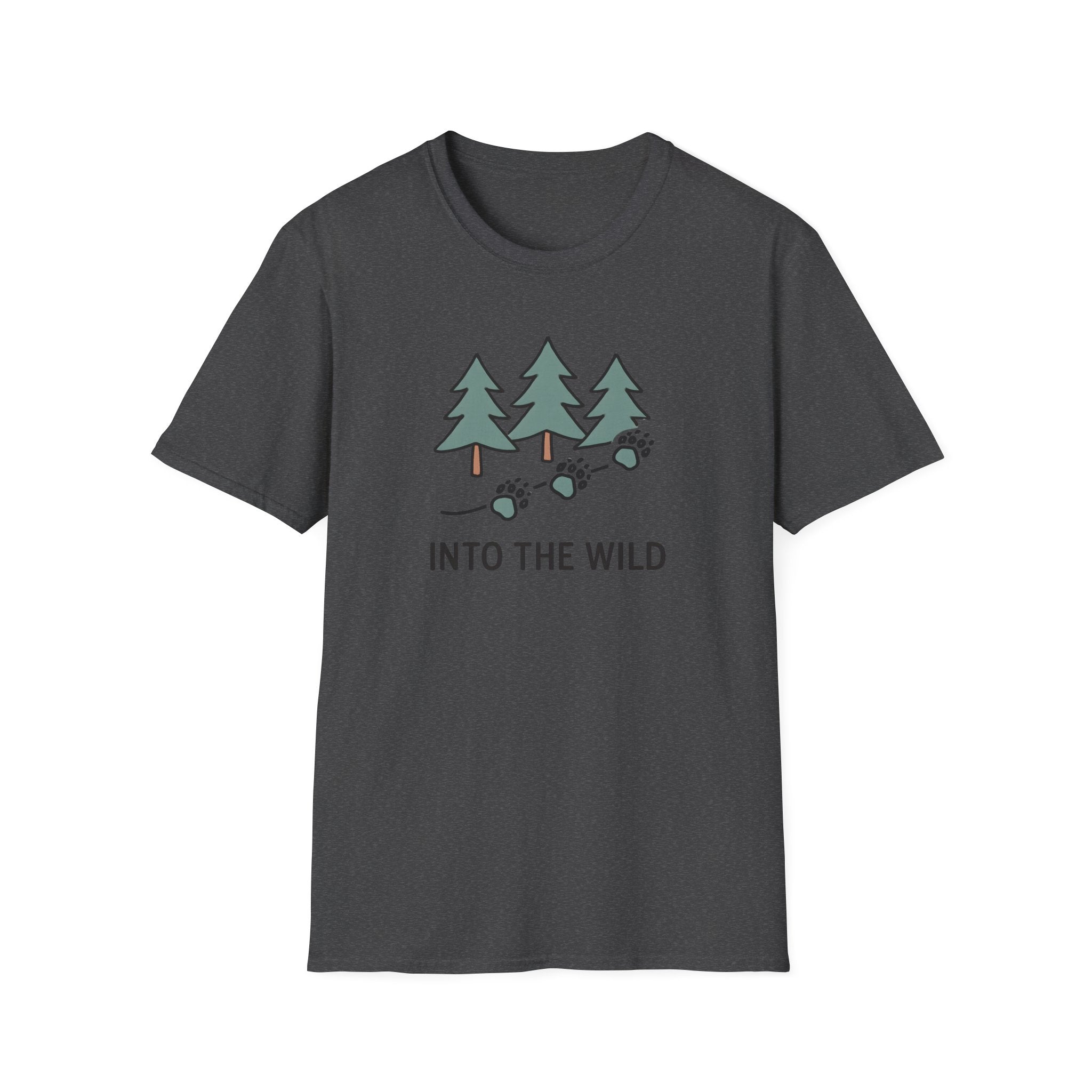 Into The Wild T-Shirt — Pine Trees & Paw Prints Outdoor