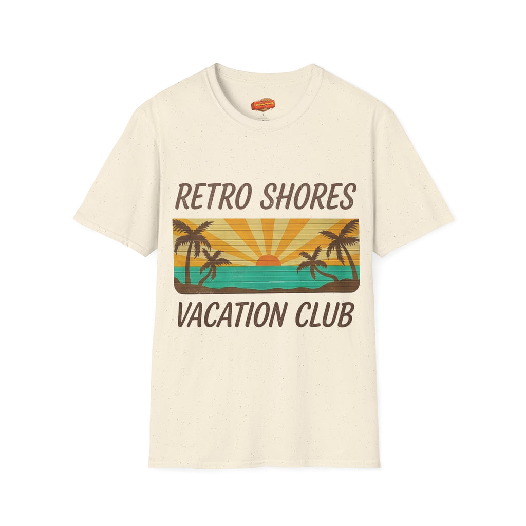 Retro Shores Vacation Club T-Shirt — Vintage Sunset Palms