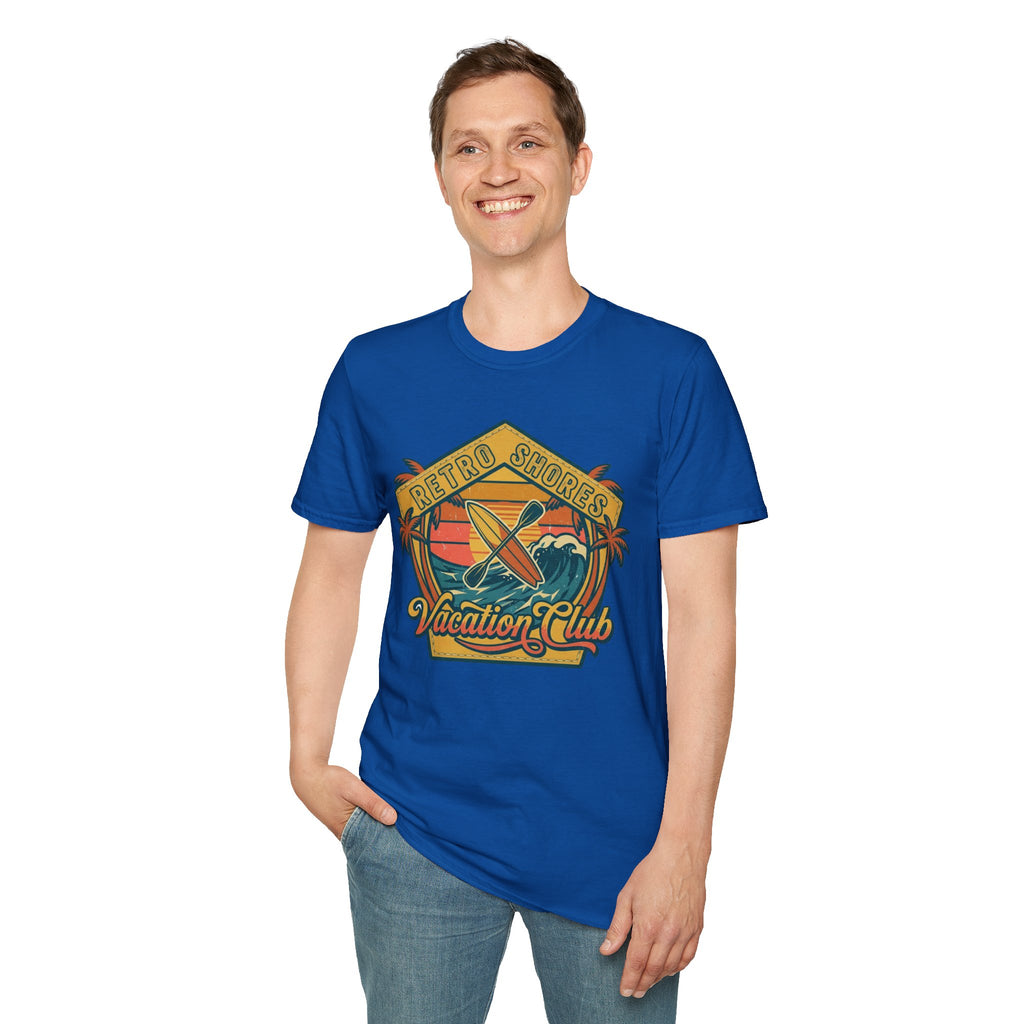 Retro Shores Surf T-Shirt — "Vacation Club" Vintage Beach Graphic