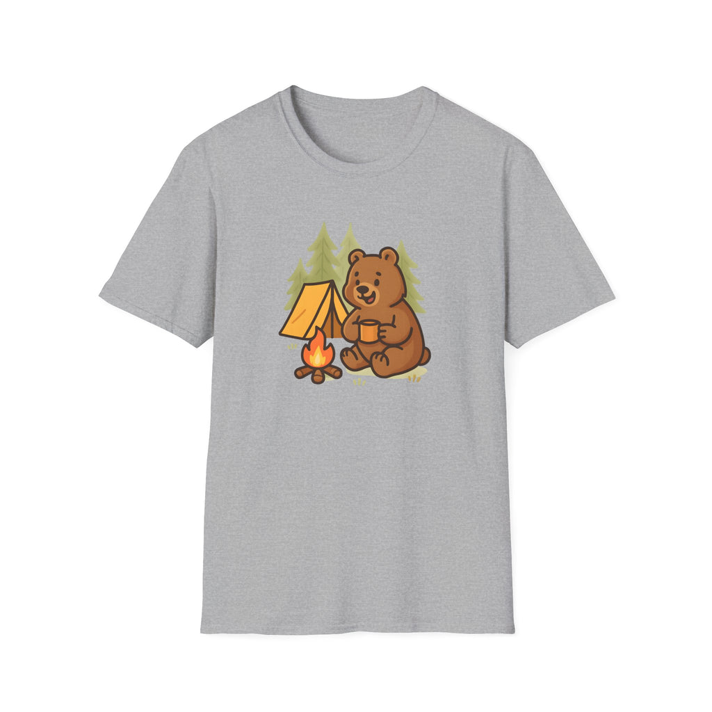 Camping Bear T-Shirt — Cute Campfire & Tent Graphic Tee
