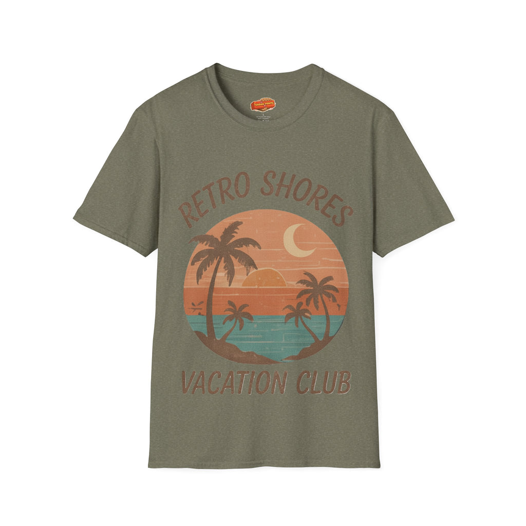 Retro Shores Vacation Club T-Shirt —Vintage Moonrise Palm