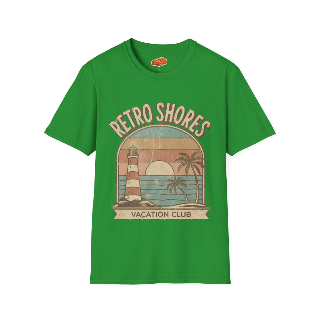 Retro Shores Vacation Club T-Shirt —Vintage Sunset Lighthouse