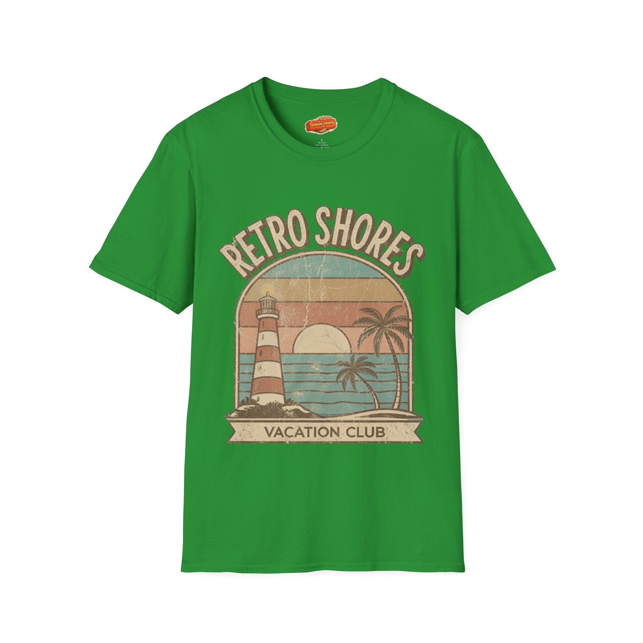 Retro Shores Vacation Club T-Shirt —Vintage Sunset Lighthouse