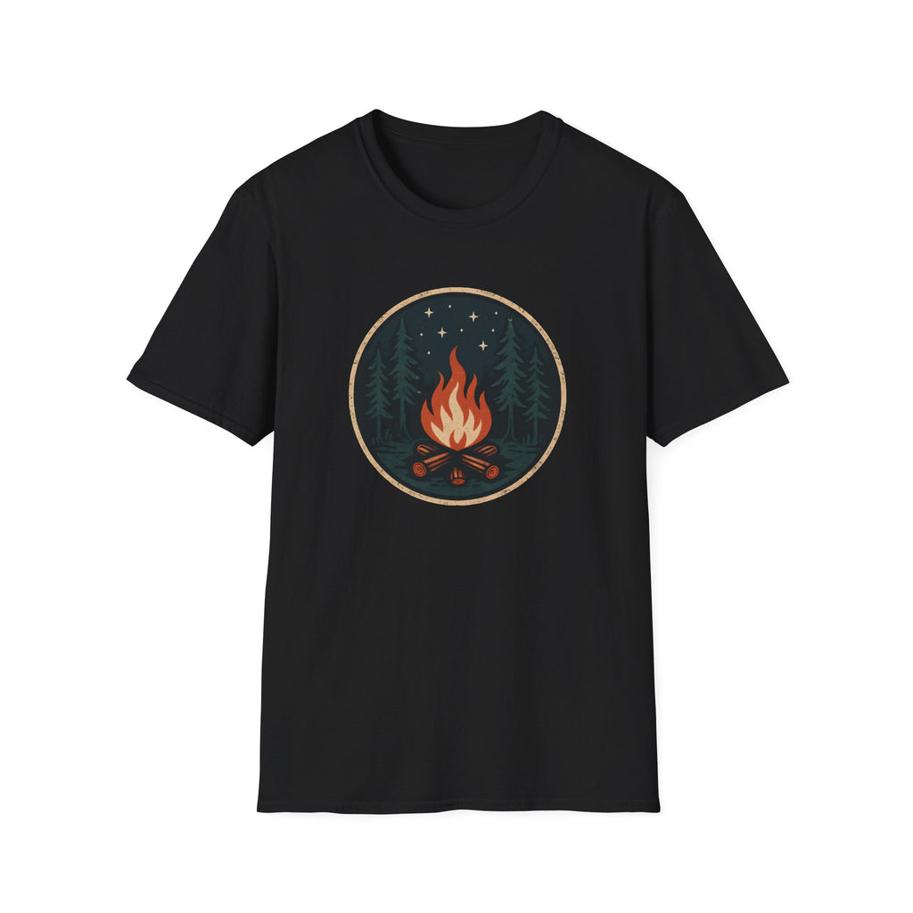 Campfire Night T-Shirt — Retro Forest Bonfire Graphic