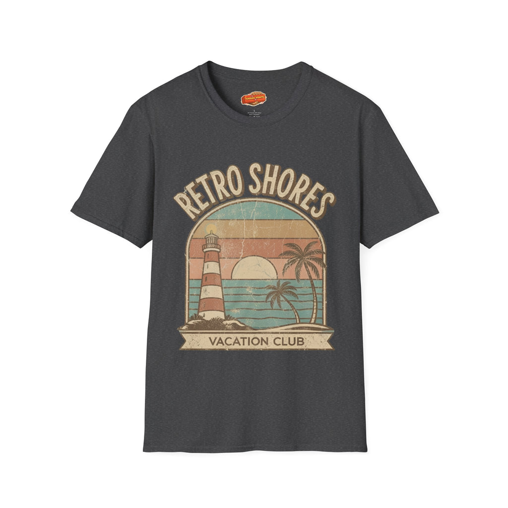 Retro Shores Vacation Club T-Shirt —Vintage Sunset Lighthouse