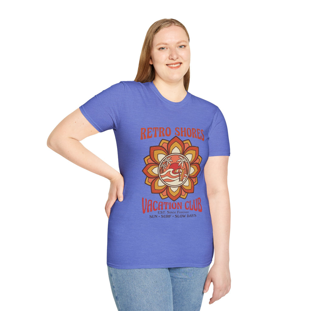 Retro Shores Vacation Club T-Shirt—Vintage Flower