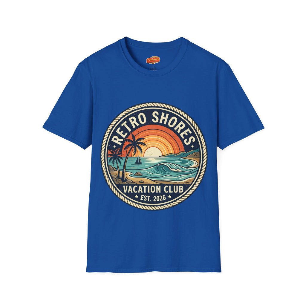 Retro Shores Vacation Club T-Shirt — Vintage Wave Badge