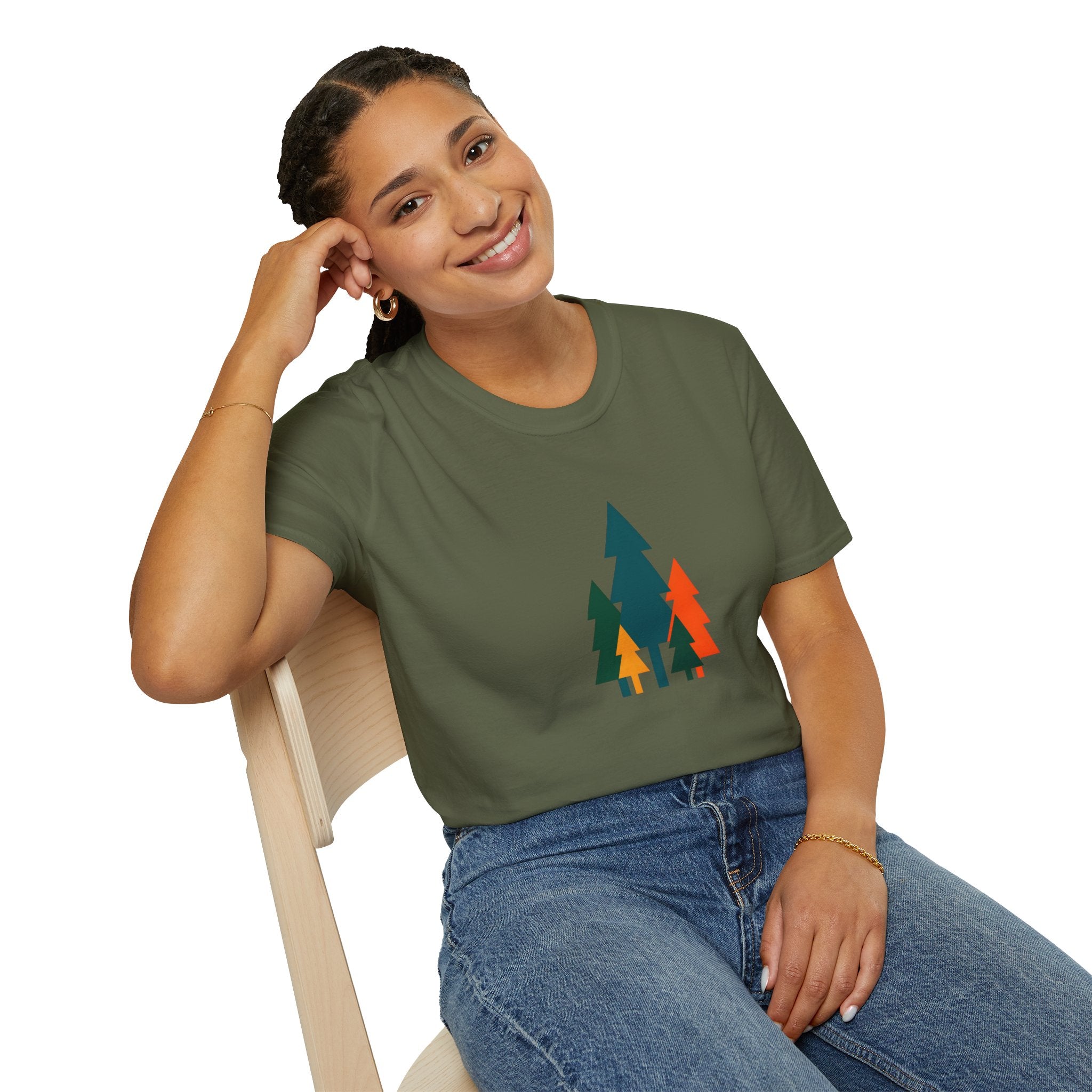 Retro Colourful Pine Tree T-Shirt — Forest Graphic