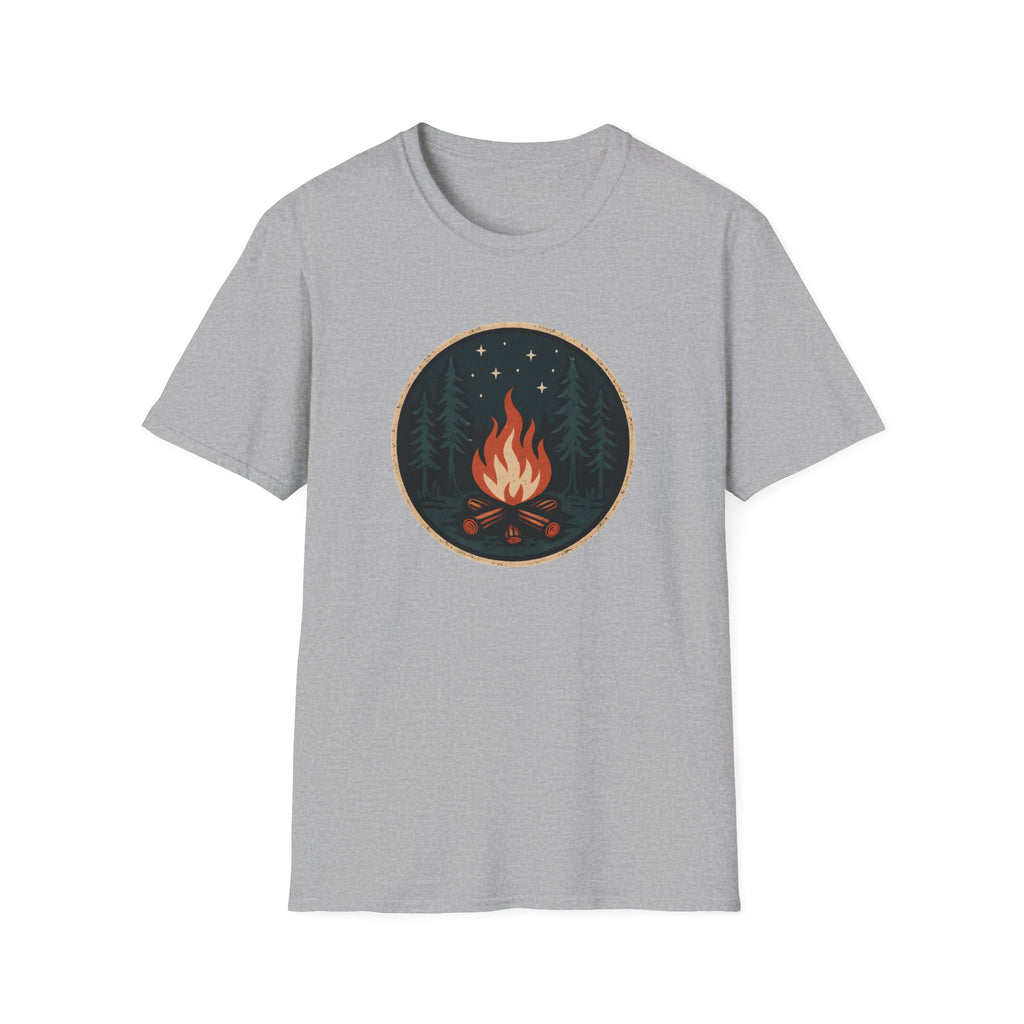 Campfire Night T-Shirt — Retro Forest Bonfire Graphic