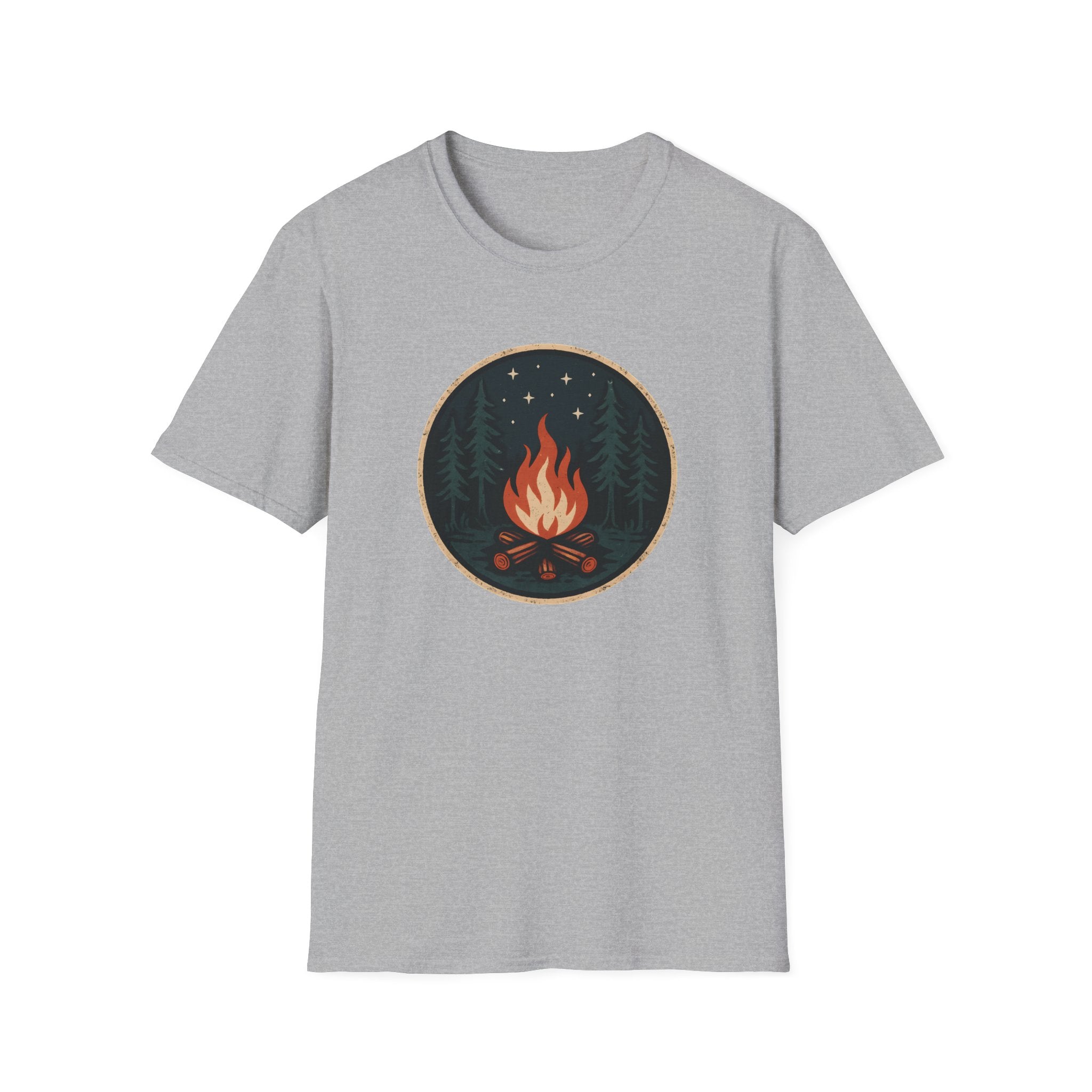 Campfire Night T-Shirt — Retro Forest Bonfire Graphic