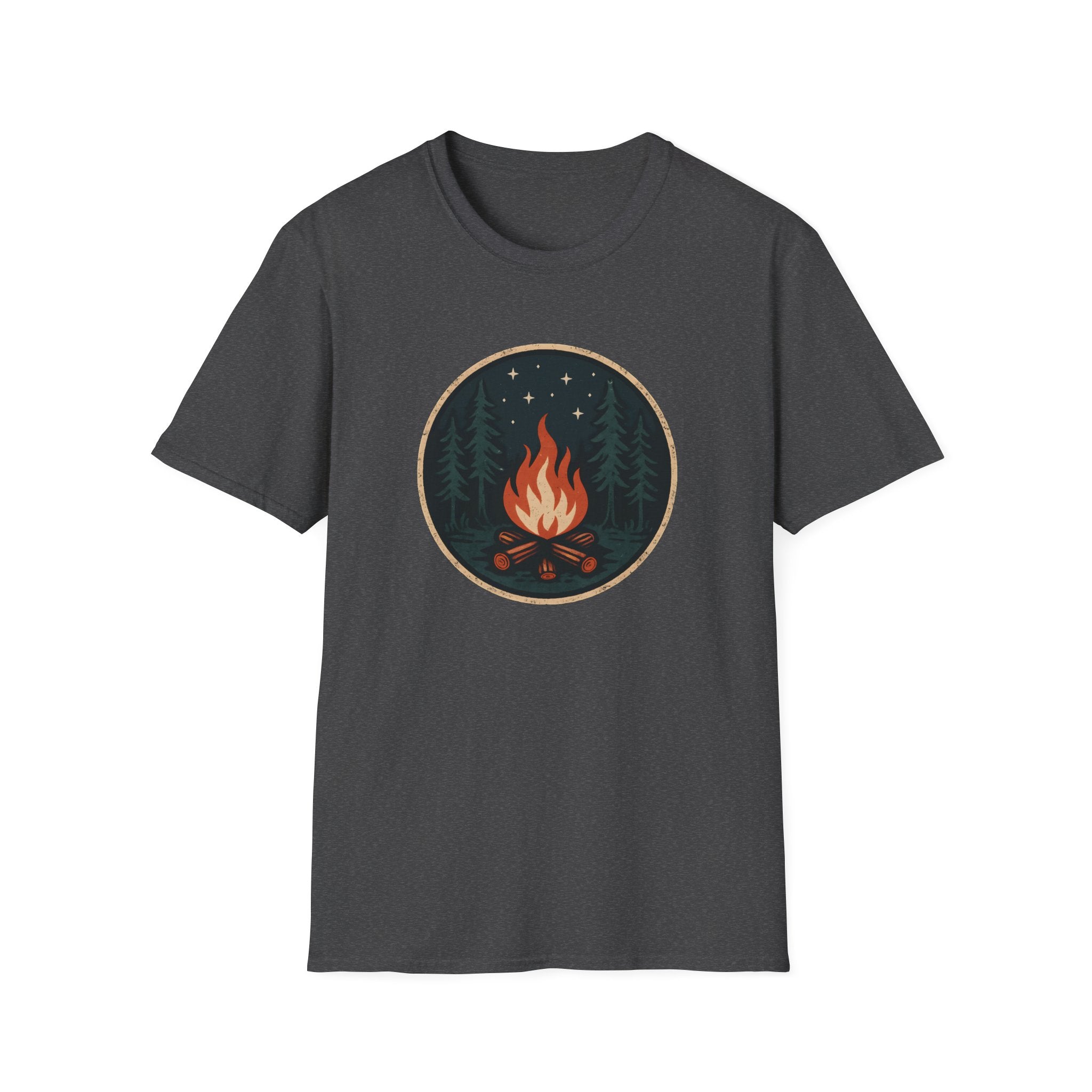 Campfire Night T-Shirt — Retro Forest Bonfire Graphic