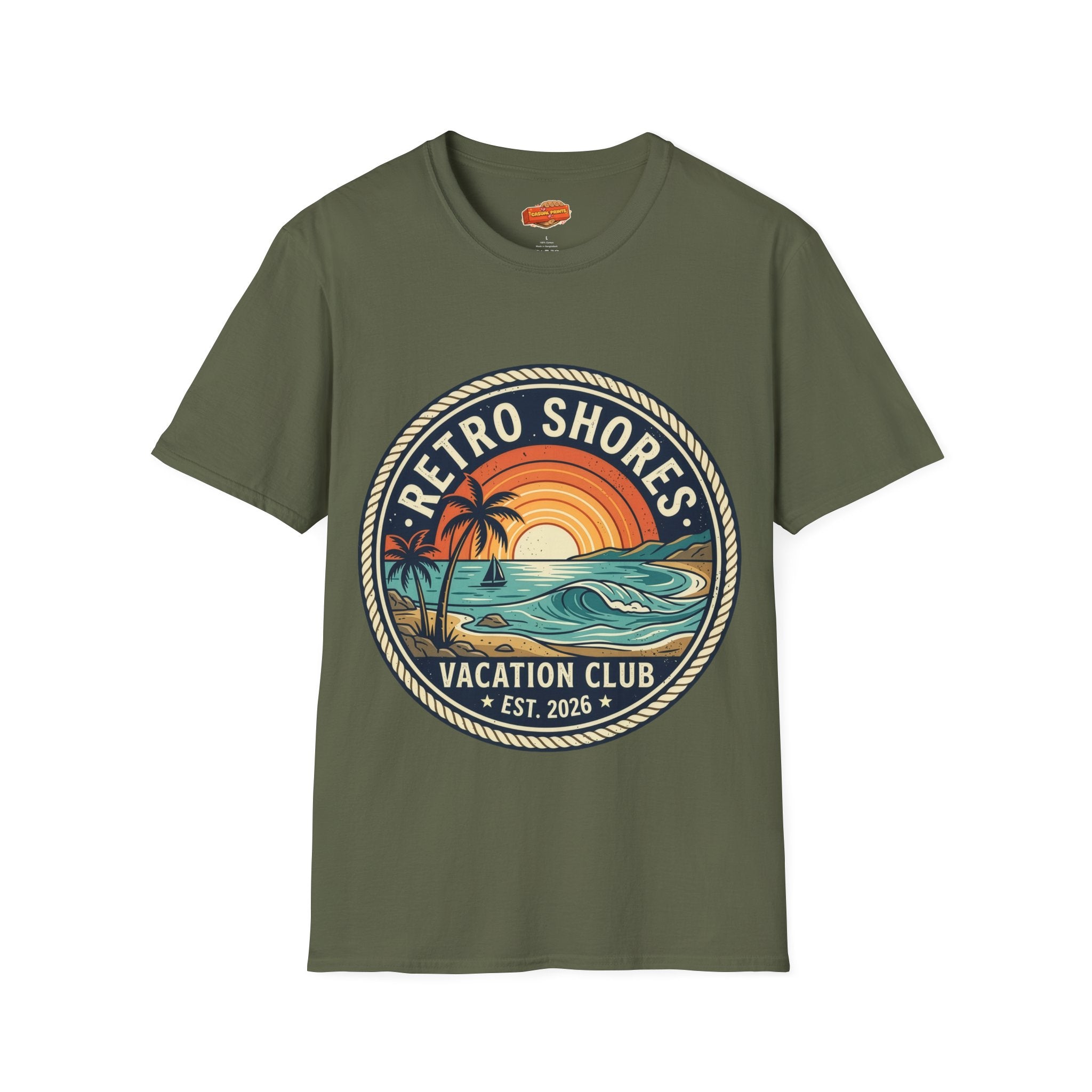 Retro Shores Vacation Club T-Shirt — Vintage Wave Badge