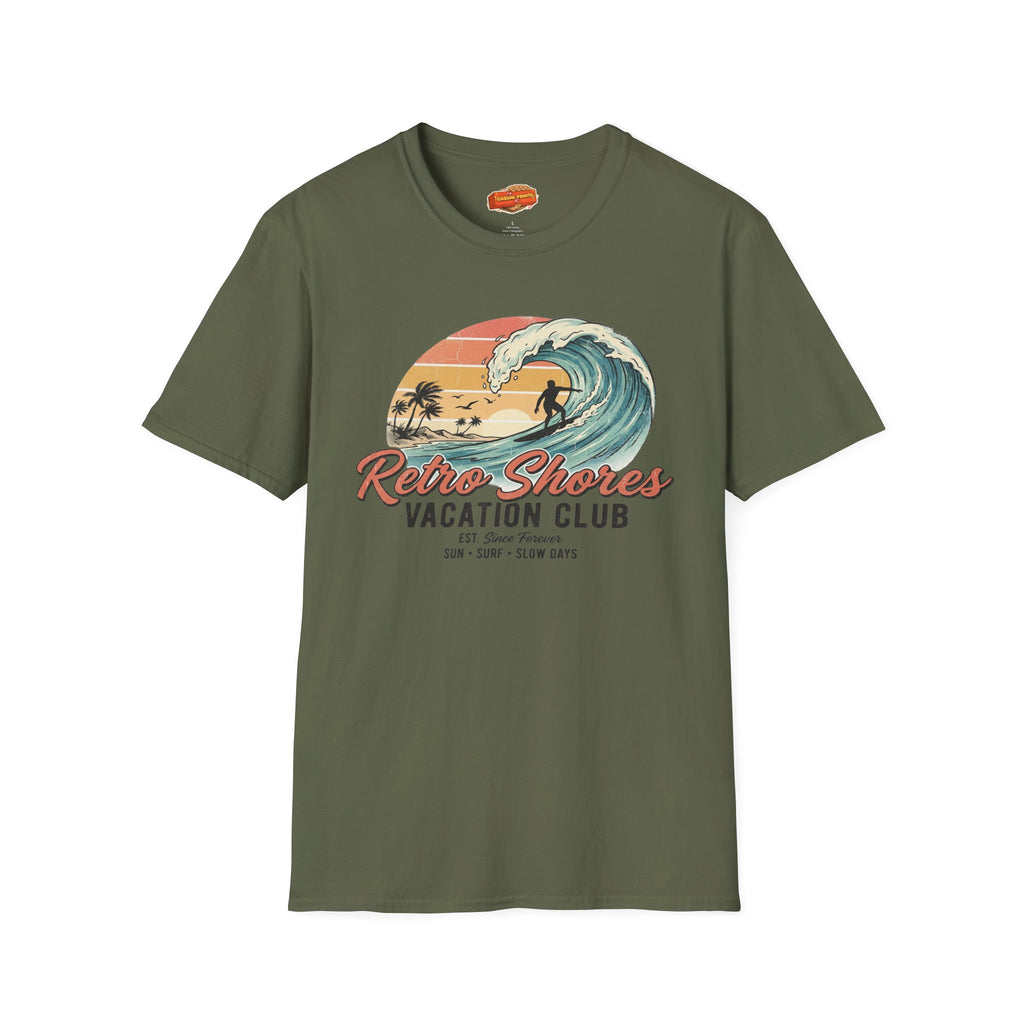 Retro Shores Vacation Club T-Shirt—Surfer Since Forever