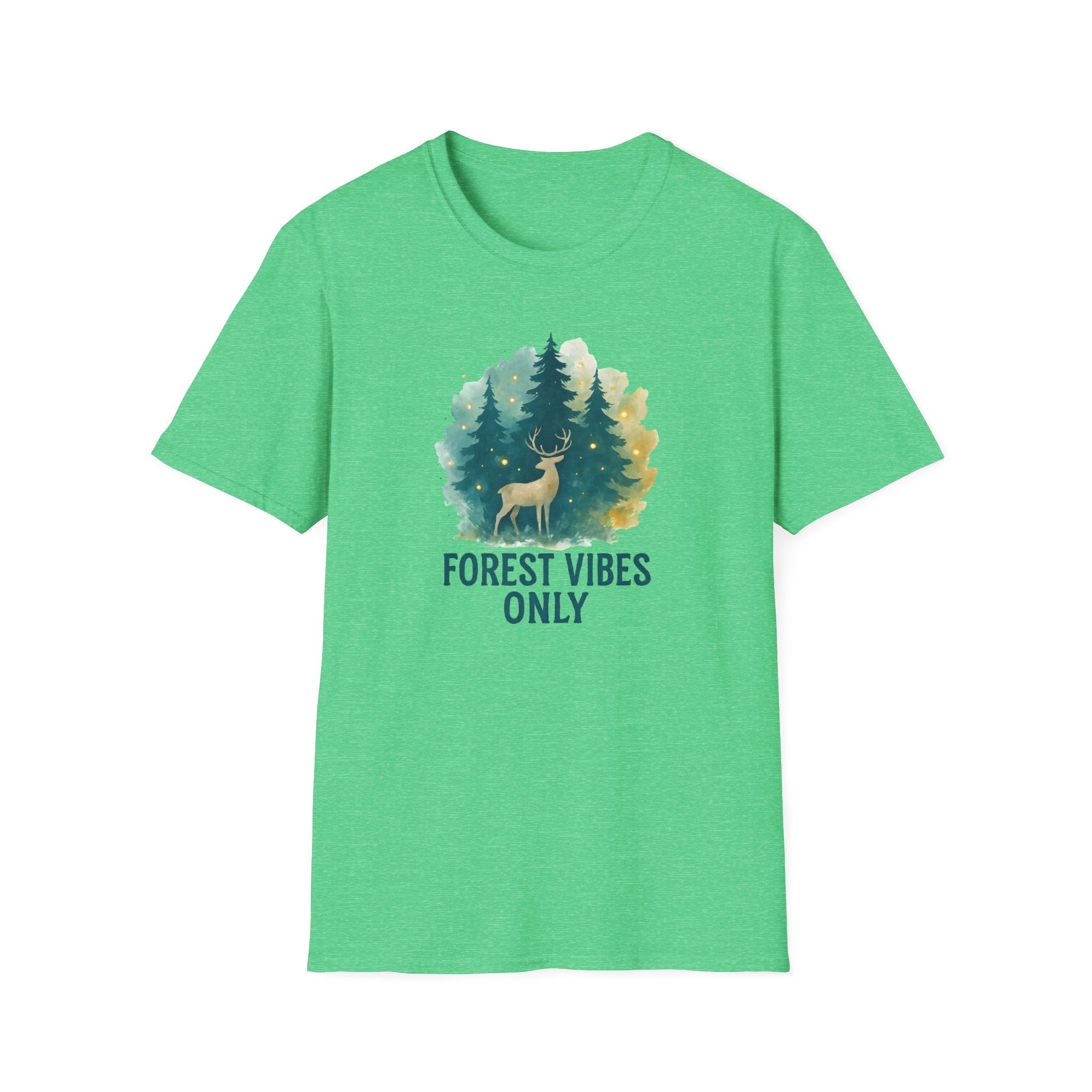 Forest Vibes Only T-Shirt — Watercolour Deer & Pine Trees