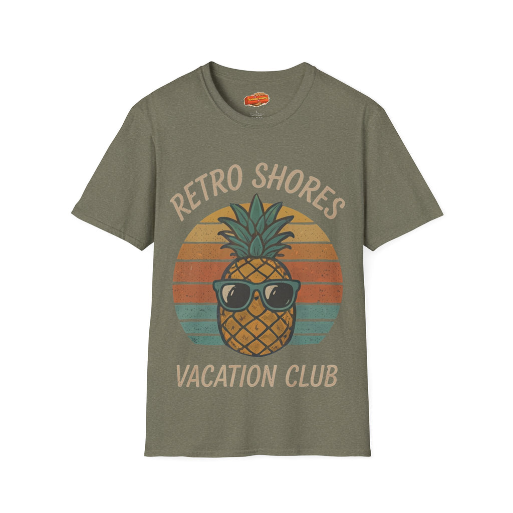 Retro Shores Vacation Club T-Shirt — Vintage Pineapple Beach