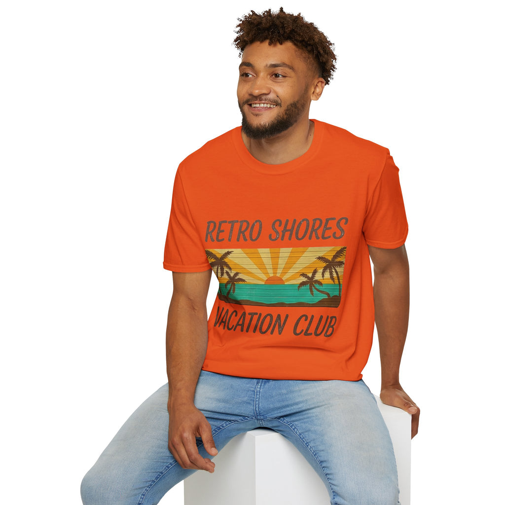 Retro Shores Vacation Club T-Shirt — Vintage Sunset Palms