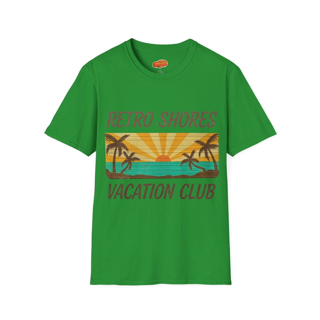 Retro Shores Vacation Club T-Shirt — Vintage Sunset Palms