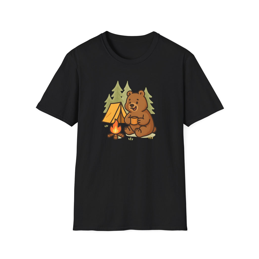 Camping Bear T-Shirt — Cute Campfire & Tent Graphic Tee