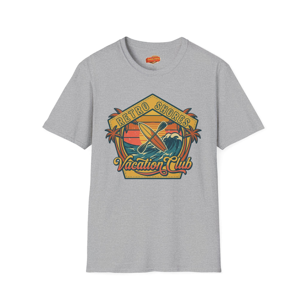 Retro Shores Surf T-Shirt — "Vacation Club" Vintage Beach Graphic