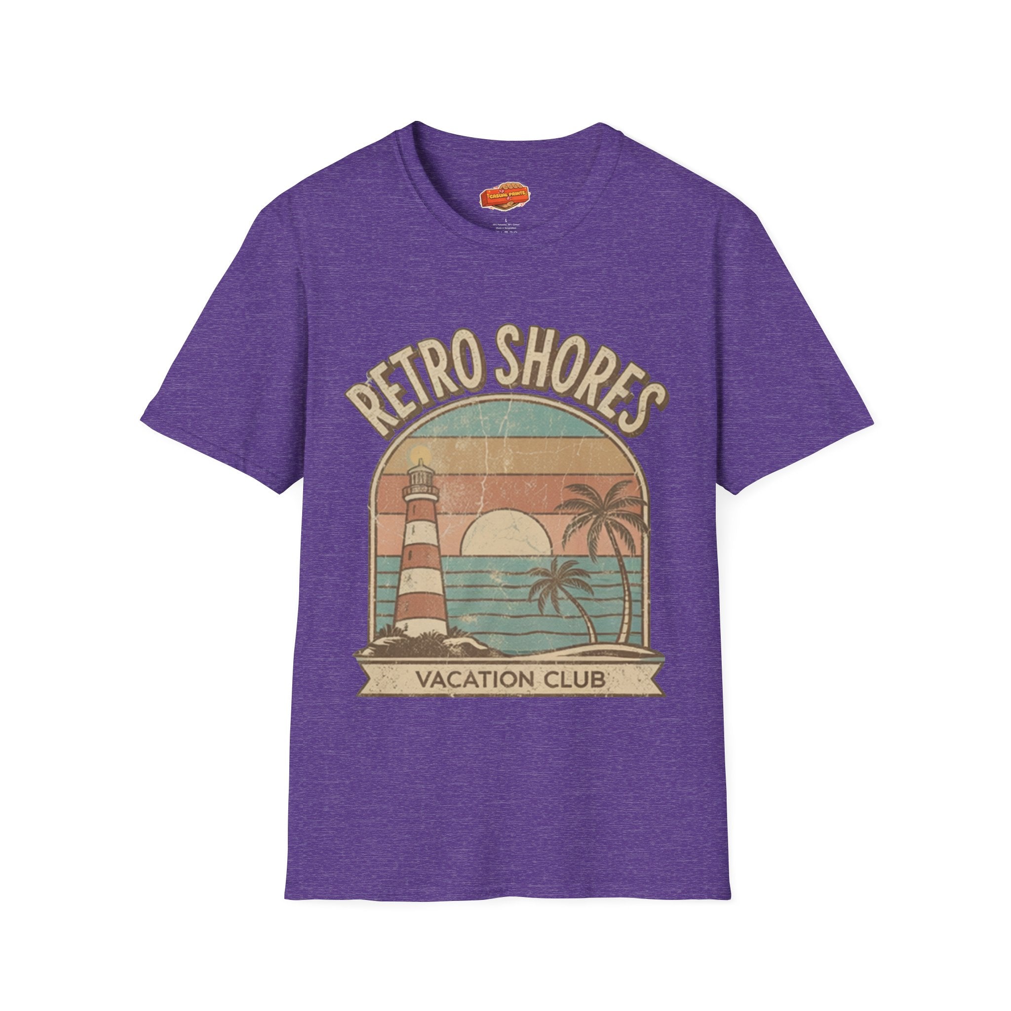 Retro Shores Vacation Club T-Shirt —Vintage Sunset Lighthouse