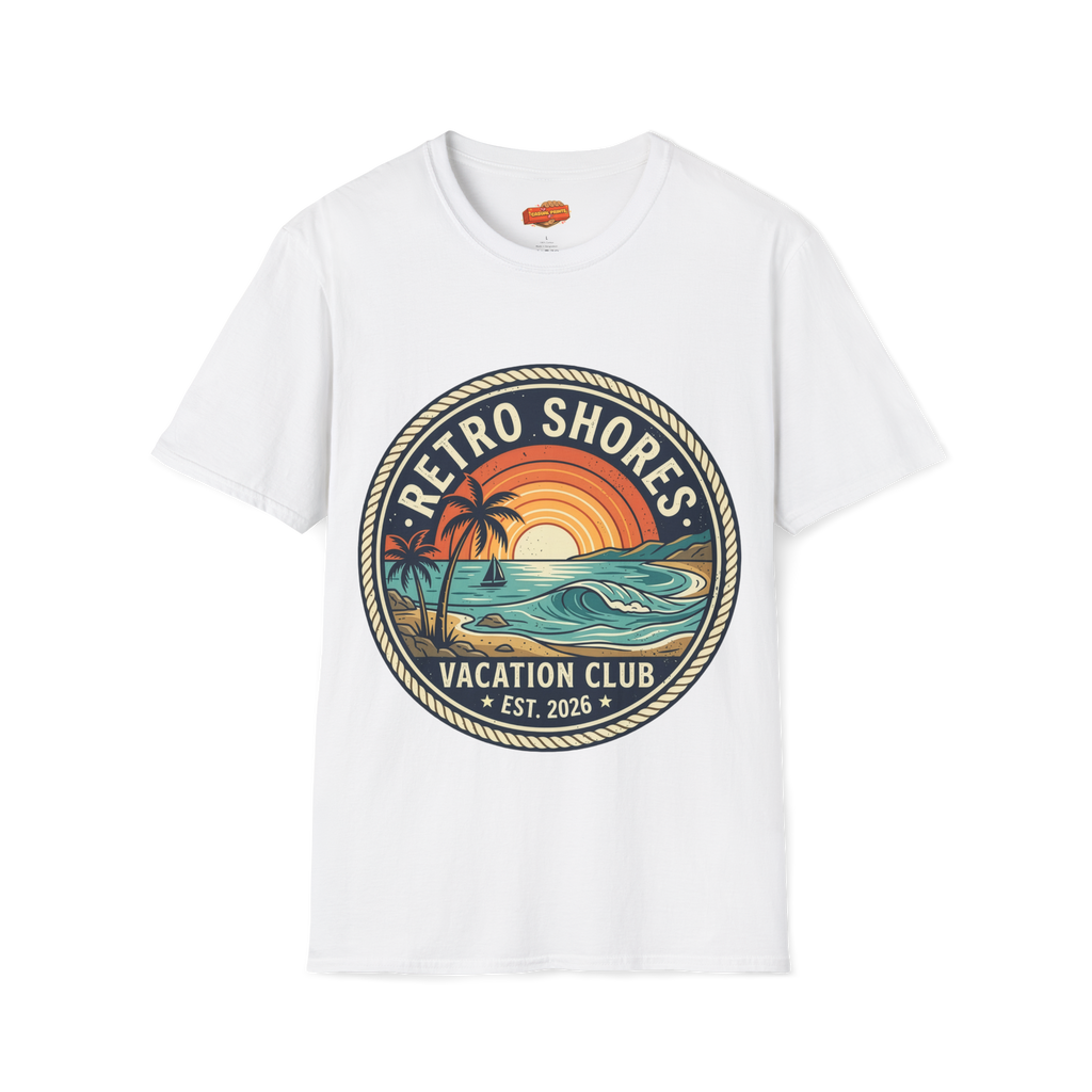 Retro Shores Vacation Club T-Shirt — Vintage Wave Badge